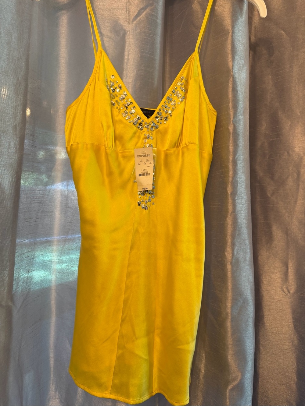 Express Yellow Embellished Shirt/Mini Dress